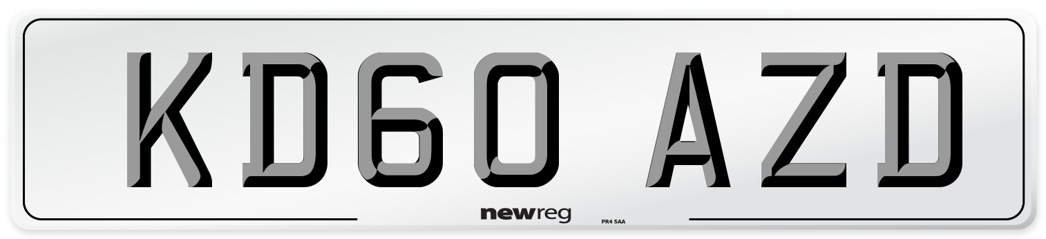 KD60 AZD Number Plate from New Reg